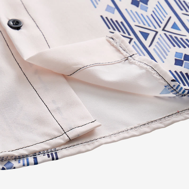 Chemise homme bleue et beige à imprimé aztèque vertical d'inspiration ethnique - image 6