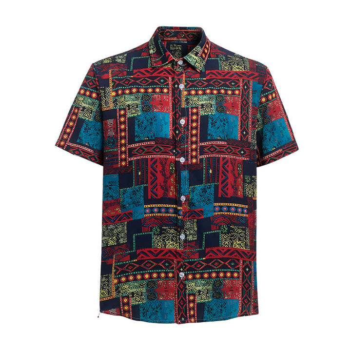 Chemise ethnique bohème multicolore à patchwork tribal - image 9