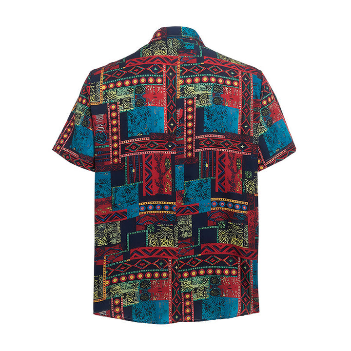 Chemise ethnique bohème multicolore à patchwork tribal - image 10