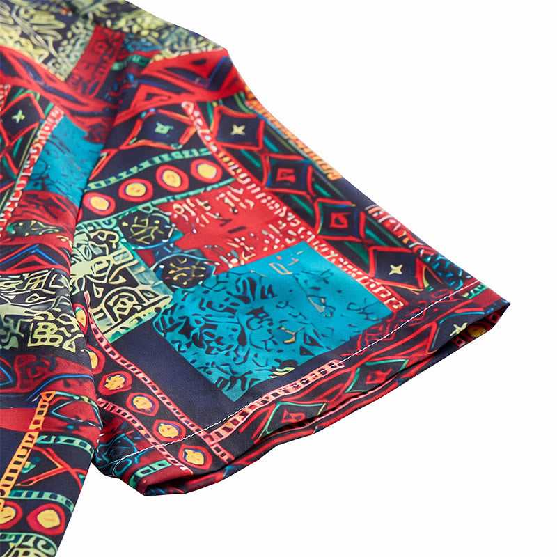 Chemise ethnique bohème multicolore à patchwork tribal - image 8