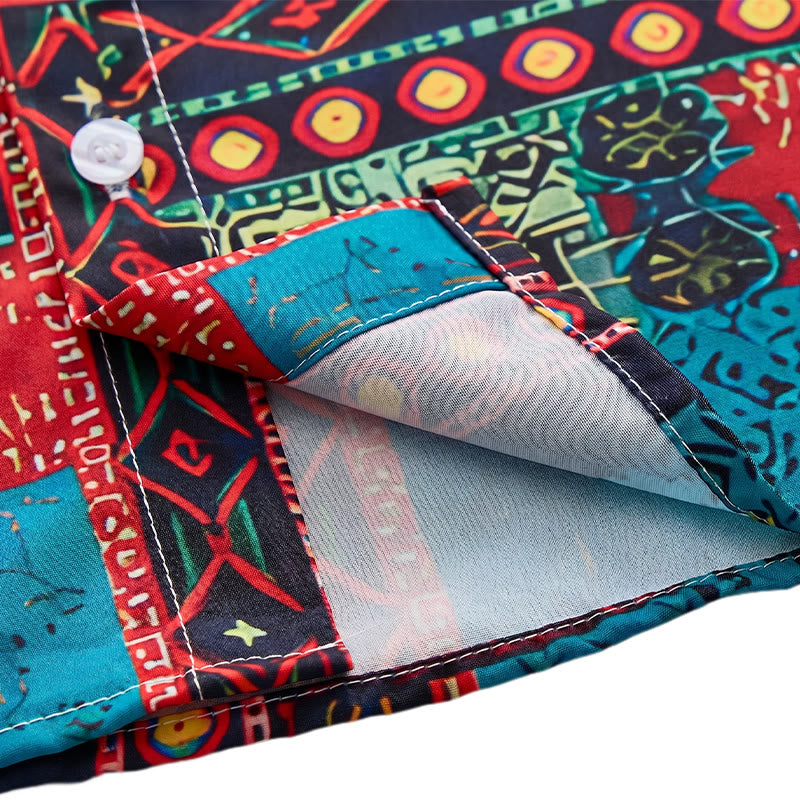 Chemise ethnique bohème multicolore à patchwork tribal - image 6