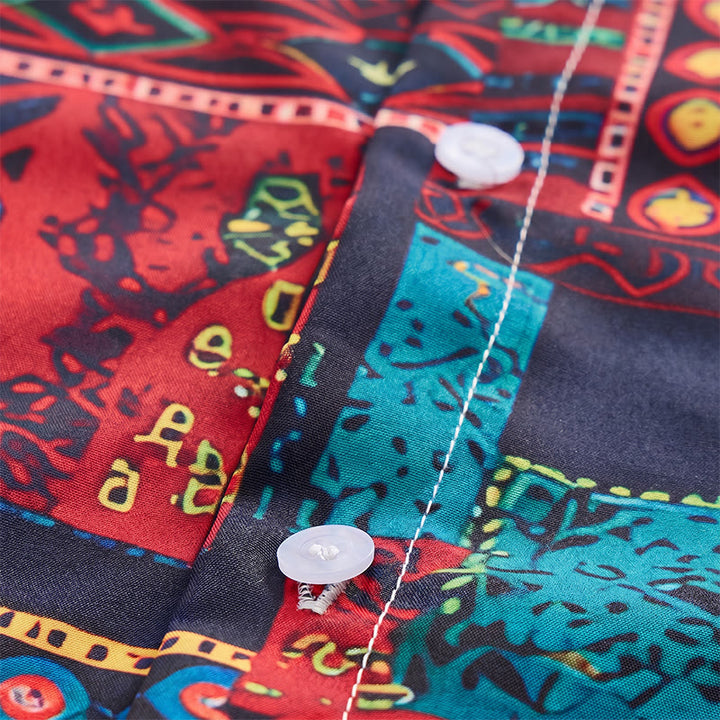 Chemise ethnique bohème multicolore à patchwork tribal - image 5