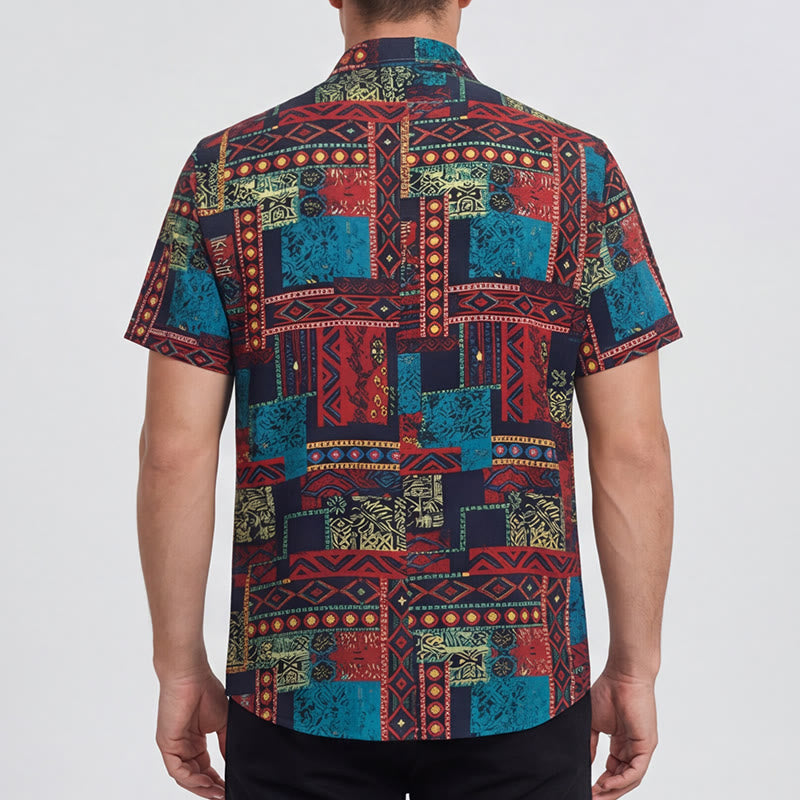 Chemise ethnique bohème multicolore à patchwork tribal - image 3