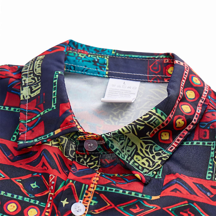 Chemise ethnique bohème multicolore à patchwork tribal - image 4