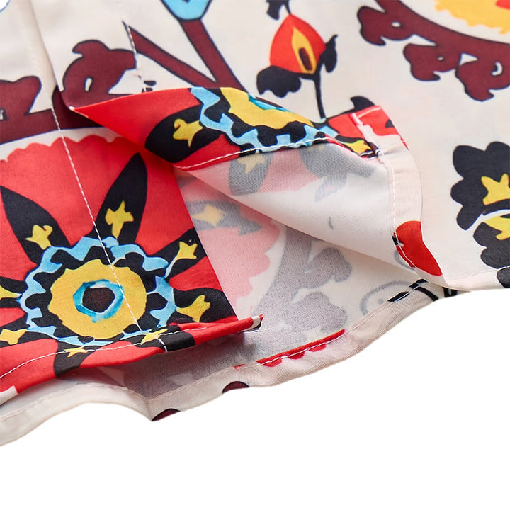 Chemise rétro bohème à motif mandala rouge et jaune - image 7
