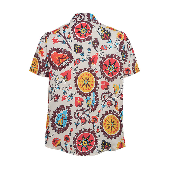 Chemise rétro bohème à motif mandala rouge et jaune - image 10