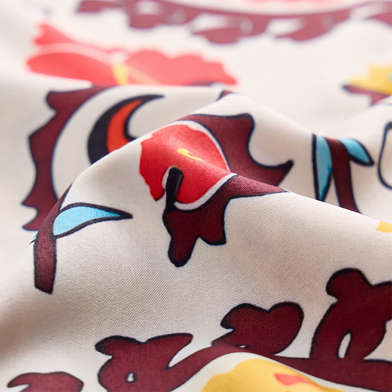 Chemise rétro bohème à motif mandala rouge et jaune - image 6