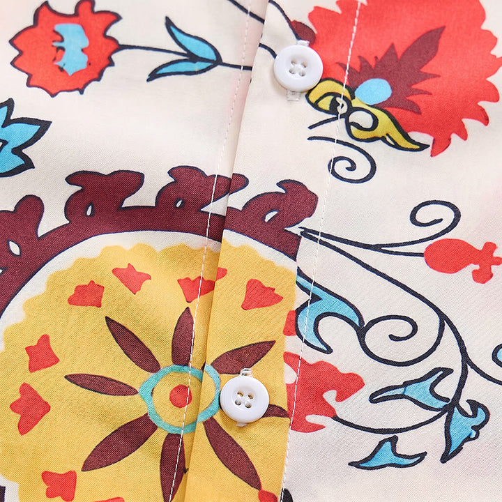 Chemise rétro bohème à motif mandala rouge et jaune - image 5