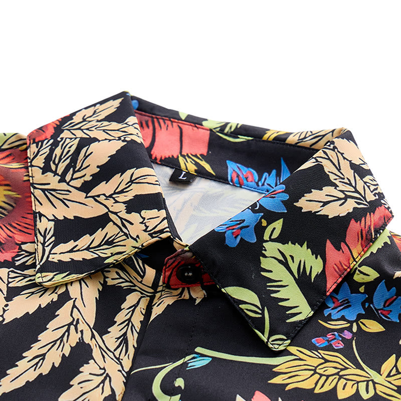 Chemise noire à imprimé botanique exotique rétro tropical - image 4