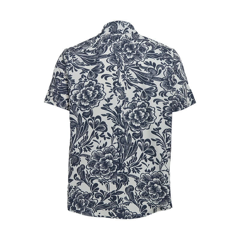 Chemise d'été minimaliste bleu marine à fleurs boutonnée - image 10
