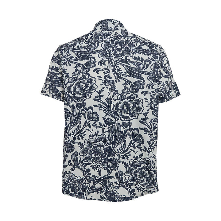 Chemise d'été minimaliste bleu marine à fleurs boutonnée - image 10