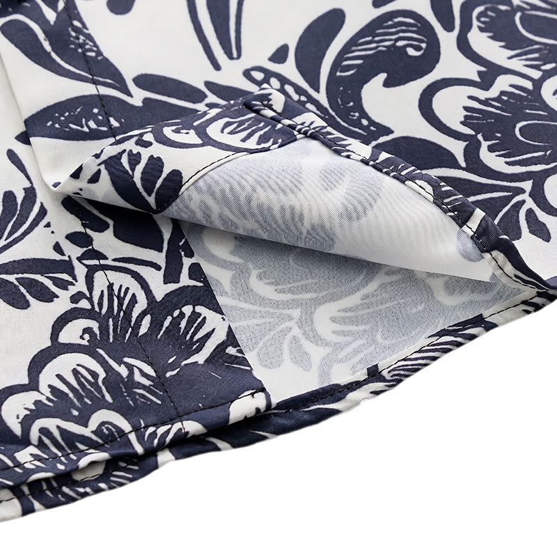 Chemise d'été minimaliste bleu marine à fleurs boutonnée - image 7