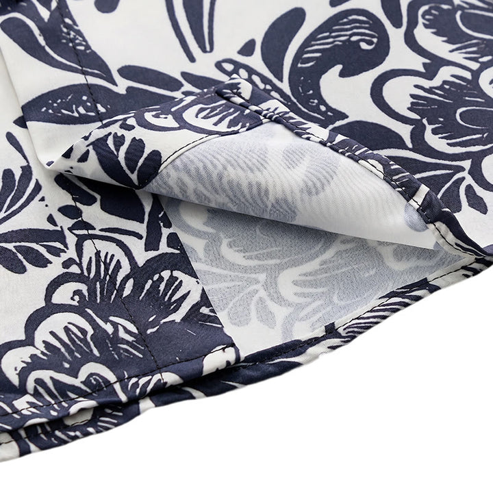 Chemise d'été minimaliste bleu marine à fleurs boutonnée - image 7