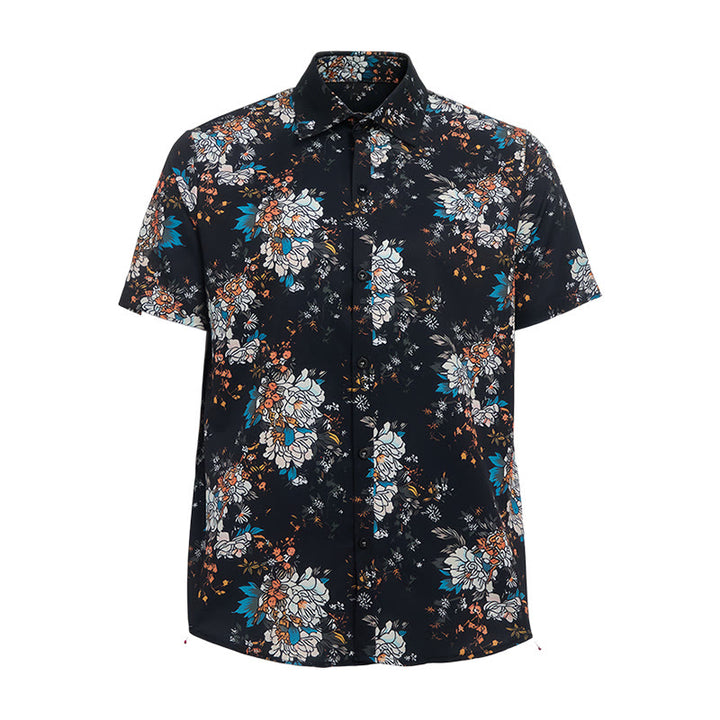 Chemise hawaïenne à manches courtes à motif floral romantique sombre - image 9