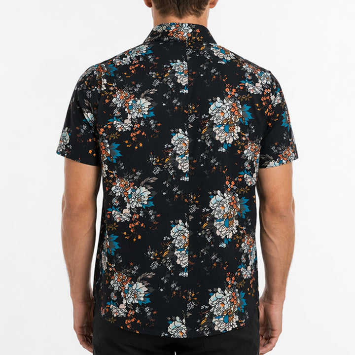 Chemise hawaïenne à manches courtes à motif floral romantique sombre - image 2