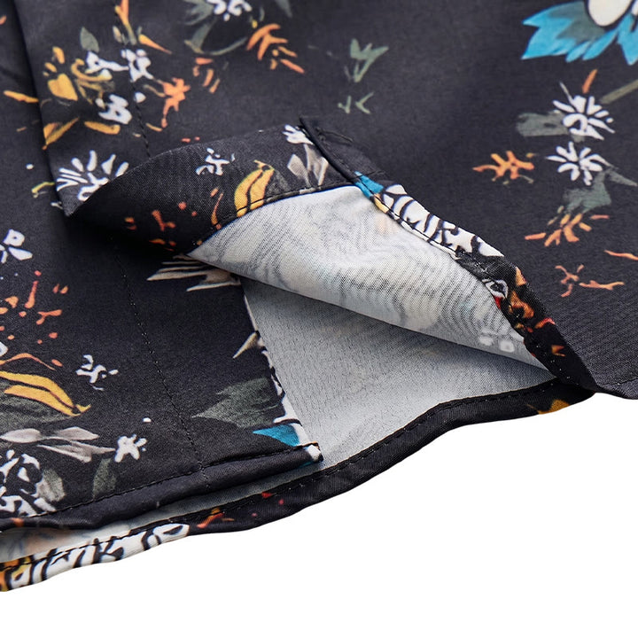 Chemise hawaïenne à manches courtes à motif floral romantique sombre - image 7