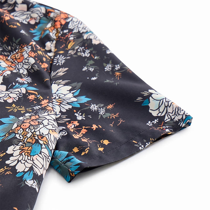 Chemise hawaïenne à manches courtes à motif floral romantique sombre - image 8
