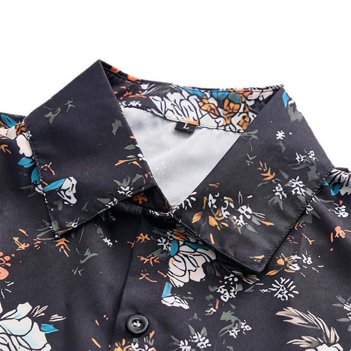 Chemise hawaïenne à manches courtes à motif floral romantique sombre - image 4