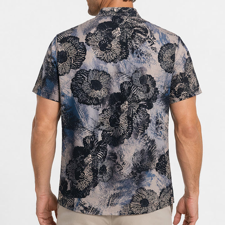 Chemise décontractée à imprimé floral monochrome foncé coquelicot - image 2