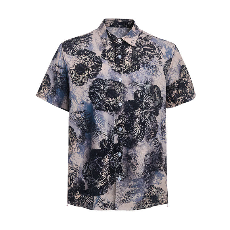 Chemise décontractée à imprimé floral monochrome foncé coquelicot - image 9
