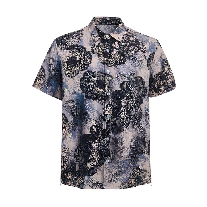 Chemise décontractée à imprimé floral monochrome foncé coquelicot - image 9