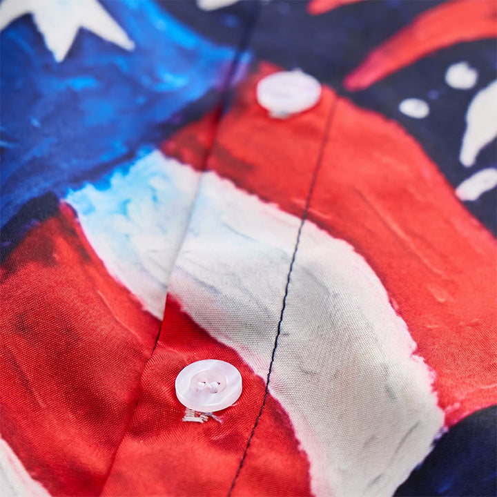 Chemise d'été patriotique imprimée drapeau américain et feux d'artifice - image 5