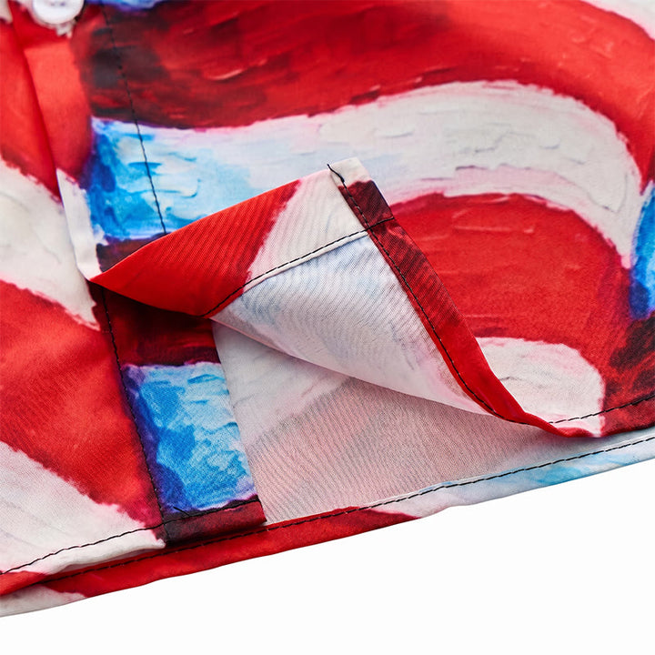 Chemise d'été patriotique imprimée drapeau américain et feux d'artifice - image 7