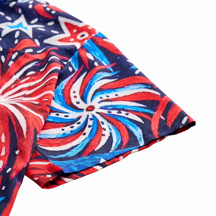 Chemise d'été patriotique imprimée drapeau américain et feux d'artifice - image 8