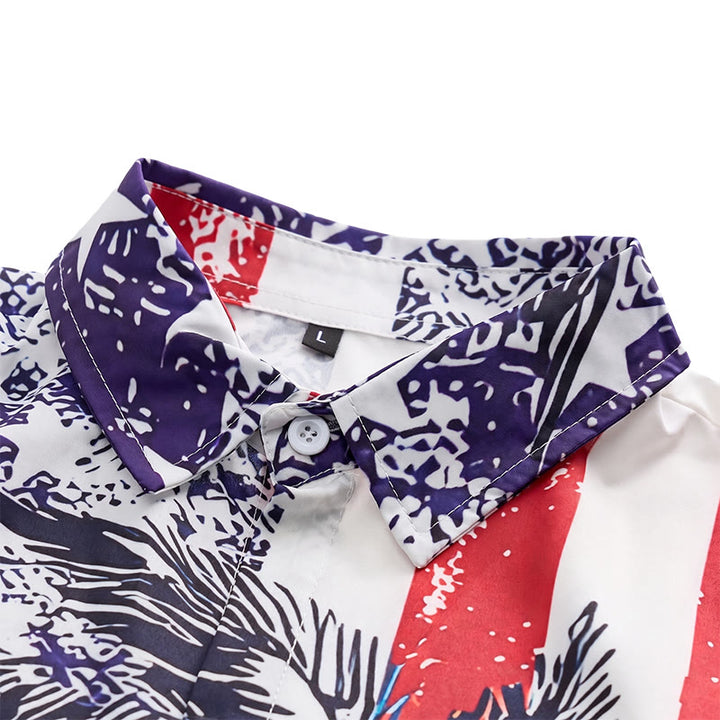 Chemise de plage tropicale patriotique avec drapeau américain et palmier - image 4