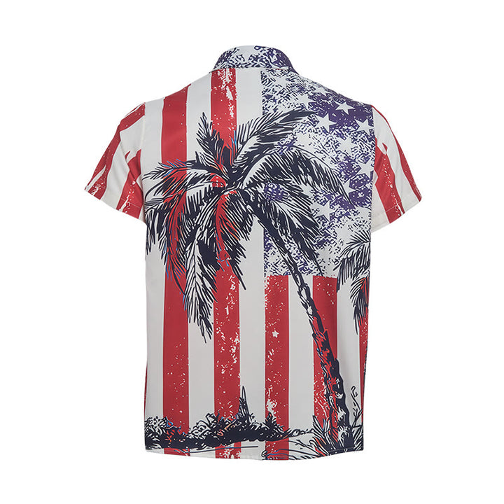 Chemise de plage tropicale patriotique avec drapeau américain et palmier - image 10