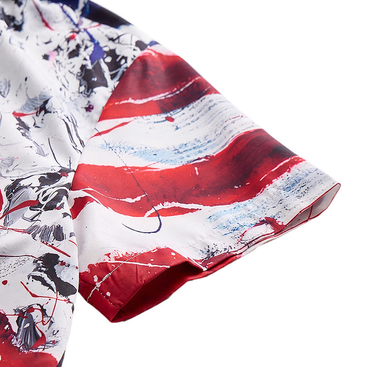 Chemise moderne imprimée avec le drapeau américain patriotique et des coups de pinceau artistiques - image 8