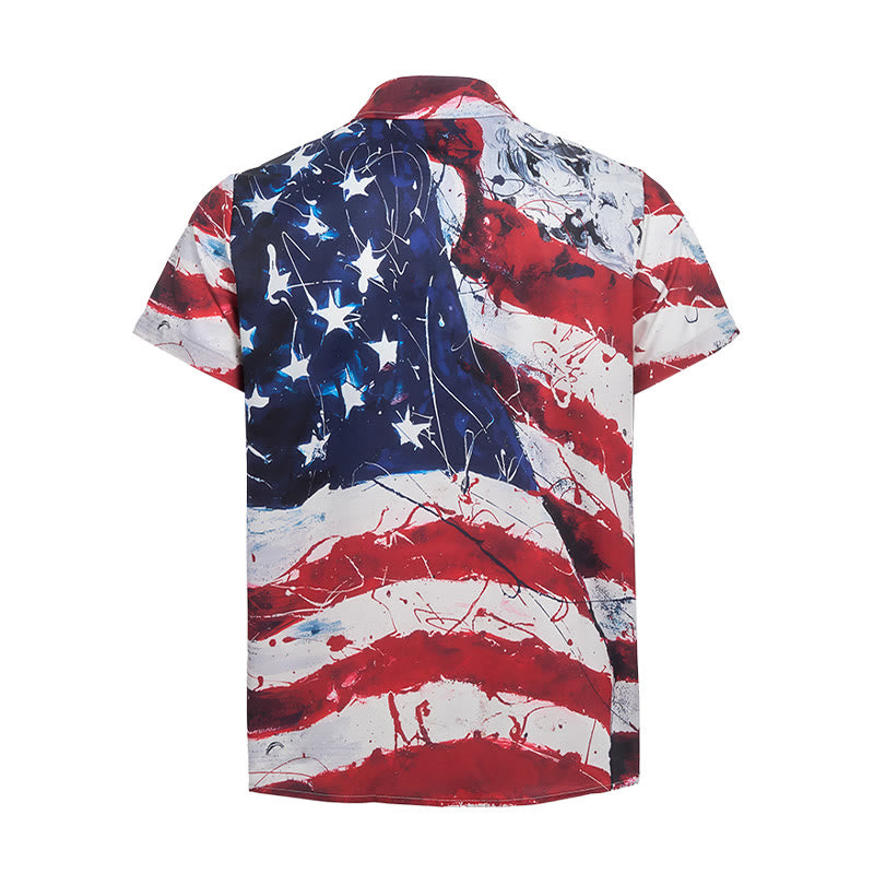 Chemise moderne imprimée avec le drapeau américain patriotique et des coups de pinceau artistiques - image 10