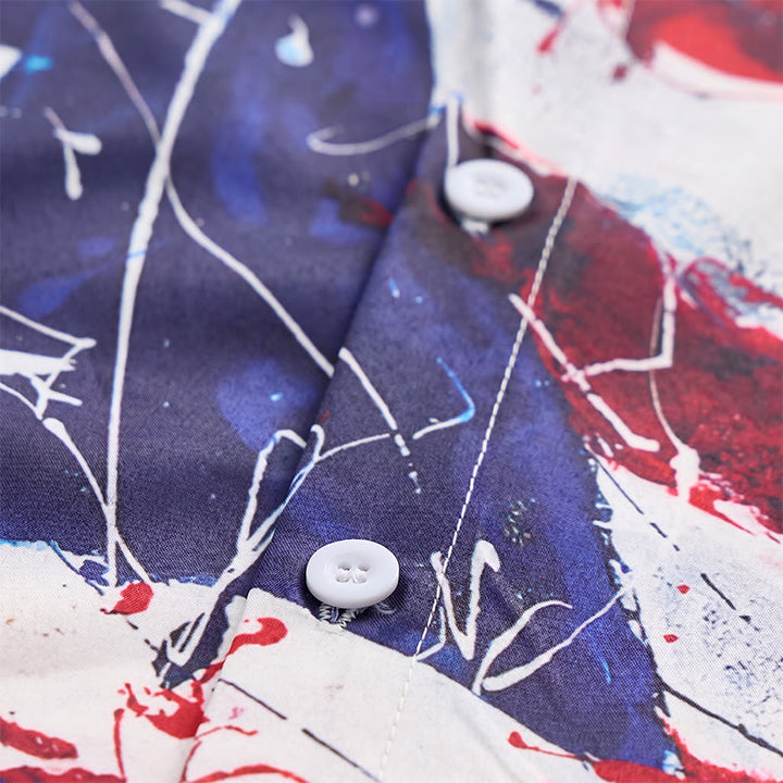 Chemise moderne imprimée avec le drapeau américain patriotique et des coups de pinceau artistiques - image 5
