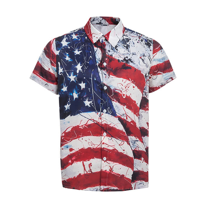 Chemise moderne imprimée avec le drapeau américain patriotique et des coups de pinceau artistiques - image 9