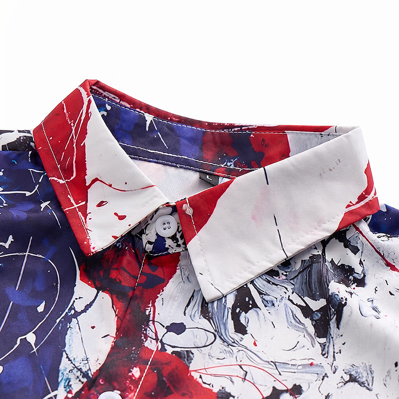Chemise moderne imprimée avec le drapeau américain patriotique et des coups de pinceau artistiques - image 4