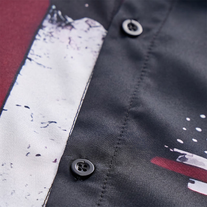 Chemise patriotique noire à demi-drapeau avec effet pinceau audacieux - image 5