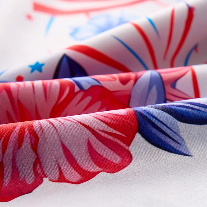 Chemise imprimée intégrale à motif patriotique hibiscus et drapeau américain feu d'artifice - image 6