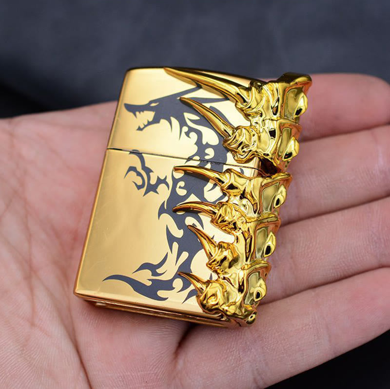 Briquet à butane rechargeable avec relief stéréoscopique de la colonne vertébrale d'un dragon - image 5