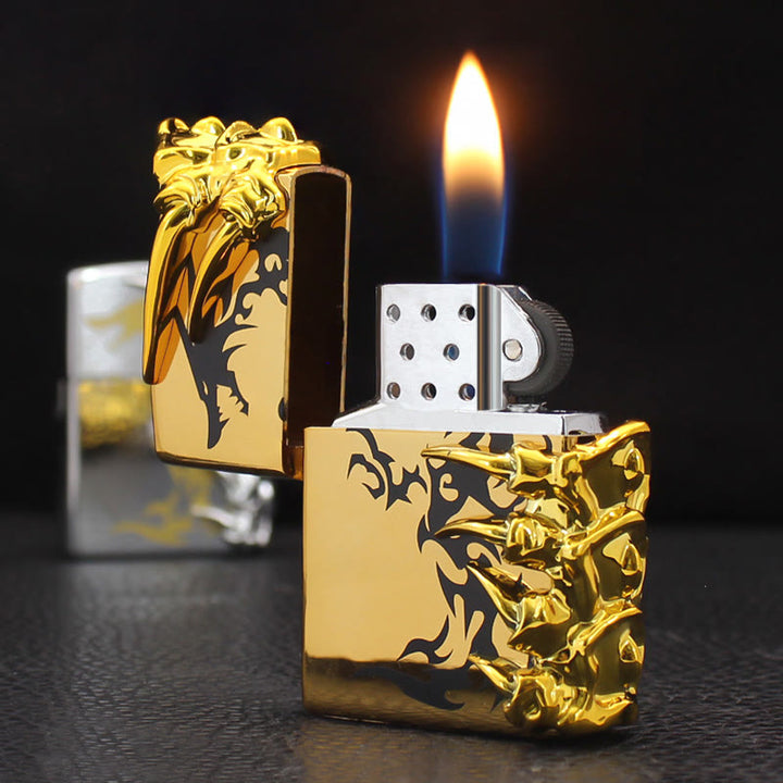 Briquet à butane rechargeable avec relief stéréoscopique de la colonne vertébrale d'un dragon - image 3
