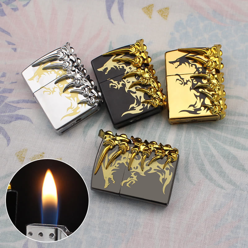 Briquet à butane rechargeable avec relief stéréoscopique de la colonne vertébrale d'un dragon - image 1