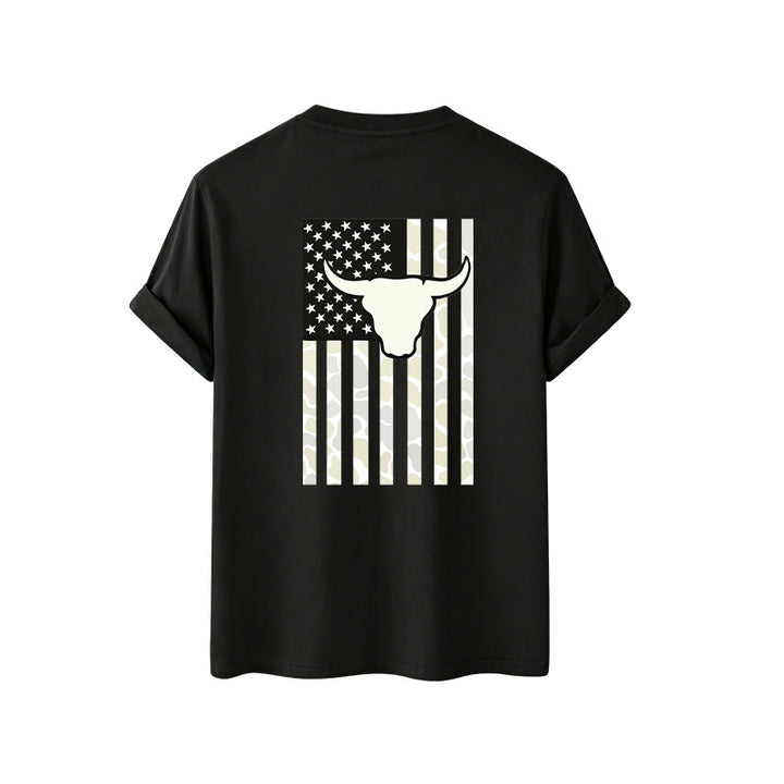 T-shirt patriotique western américain avec crâne de taureau et drapeau américain - image 6