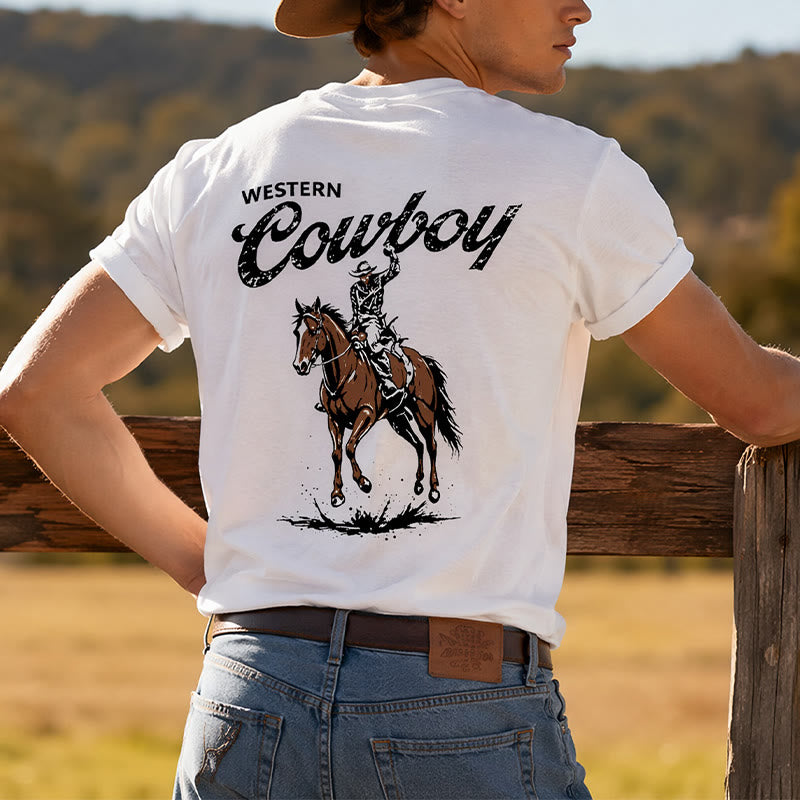 T-shirt d'été décontracté à imprimé cavalier rétro - image 0