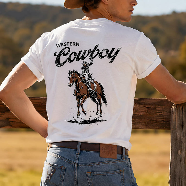 T-shirt d'été décontracté à imprimé cavalier rétro - image 0