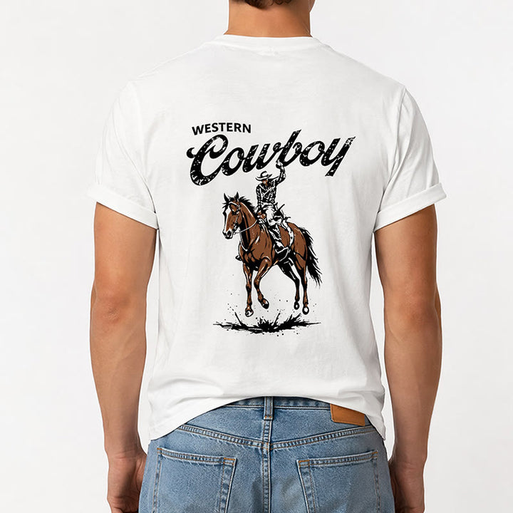 T-shirt d'été décontracté à imprimé cavalier rétro - image 2