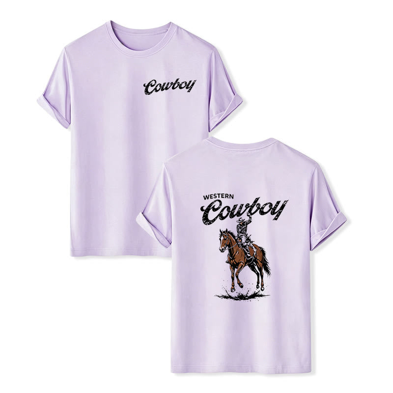 T-shirt d'été décontracté à imprimé cavalier rétro - Violet - 2XL - image 12