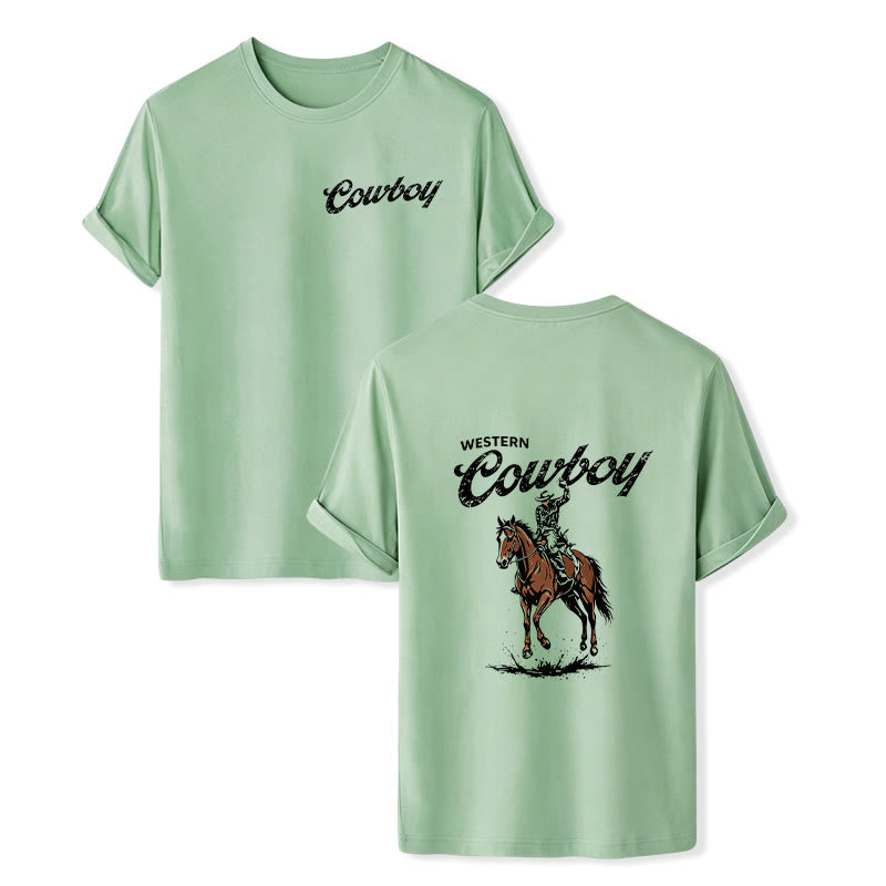 T-shirt d'été décontracté à imprimé cavalier rétro - Vert - 2XL - image 10