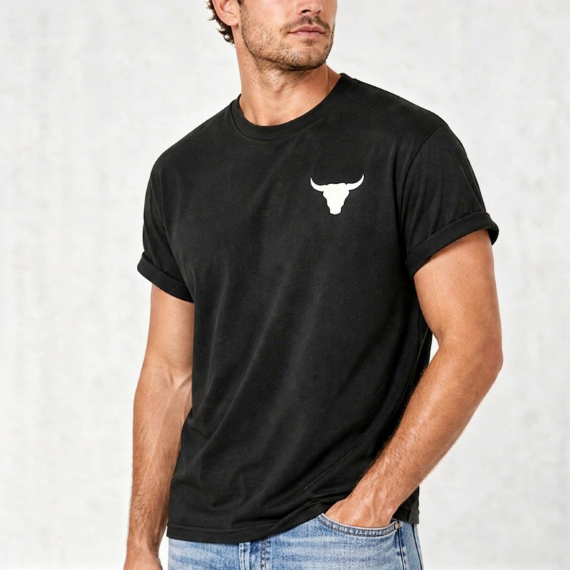 T-shirt patriotique western américain avec crâne de taureau et drapeau américain - image 4