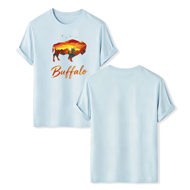 T-shirt western Wild & Free Sunset Buffalo Silhouette - Bleu - 2XL - image 11