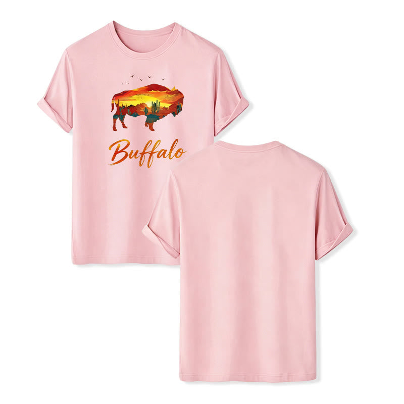 T-shirt western Wild & Free Sunset Buffalo Silhouette - Rose - 2XL - image 8