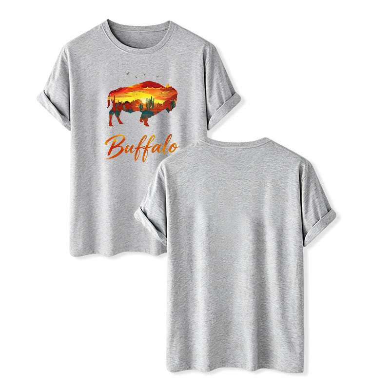 T-shirt western Wild & Free Sunset Buffalo Silhouette - Gris - 2XL - image 10